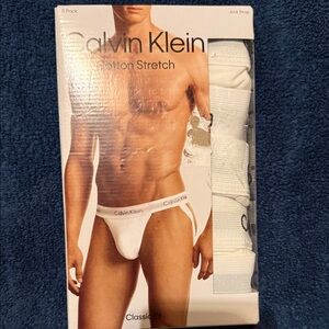 Calvin Klein White Cotton Stretch Jock Strap 5-Pack